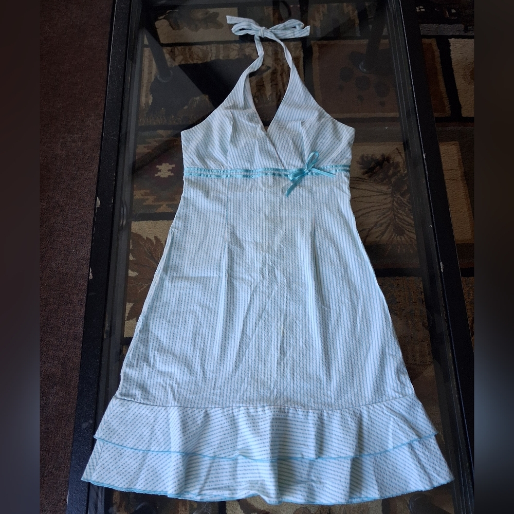 Y2K Pin Striped Summer Dress Teeze Me Baby Blue & White